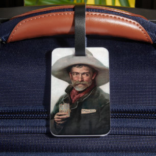 Étiquette À Bagage Cow-boy Ranchero Espagnol dans un Saloon du Far We