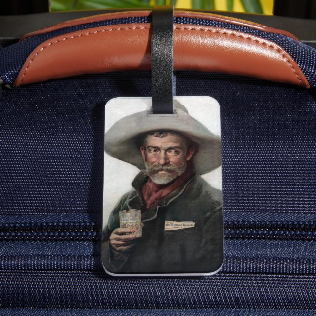 Étiquette À Bagage Cowboy espagnol Ranchero dans le Vieux-Ouest Saloo (Verso Insitu 4)