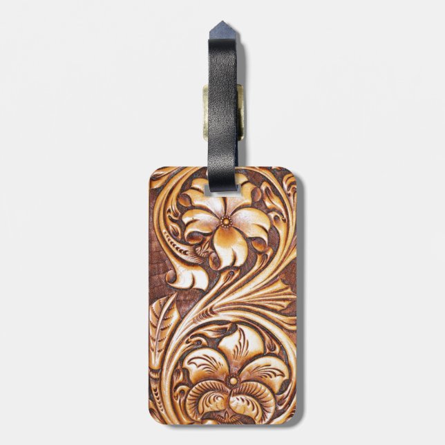 Étiquette À Bagage cowgirl mode western country floral cuir (Dos Vertical)