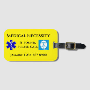 Étiquette À Bagage CPAP de texte noir jaune bleu