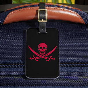 Étiquette À Bagage Crâne et épées de Crimson Drapeau pirate de Calico