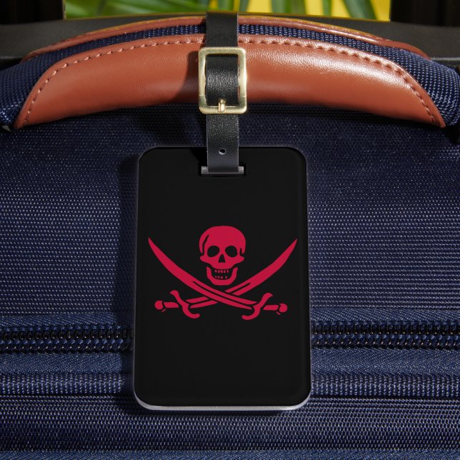 Étiquette À Bagage Crâne et épées de Crimson Drapeau pirate de Calico (Insitu Rectoal 2)