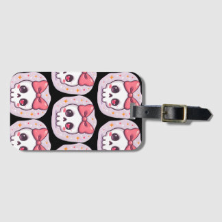 Étiquette À Bagage Crâne Goth Pastel Mignon avec Nœud