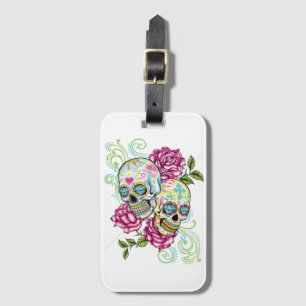 Étiquette À Bagage Crânes et roses
