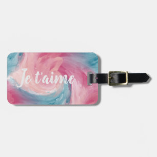 Étiquette À Bagage Cravate-teinture rose et bleu Peinture d'aquarelle