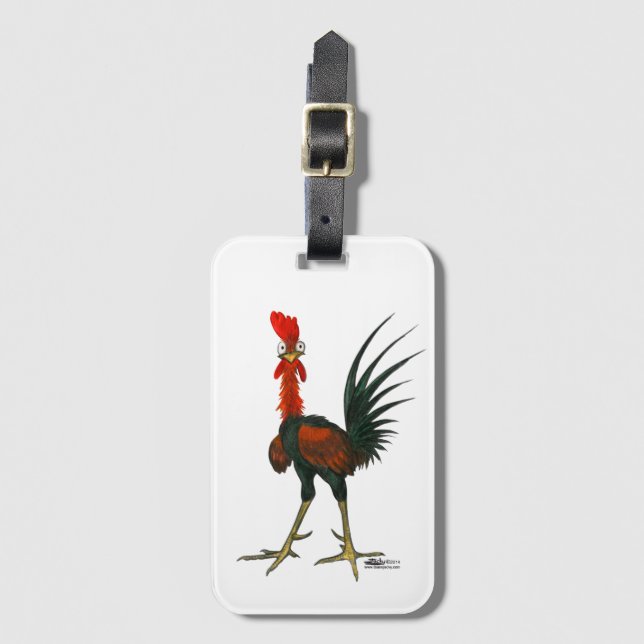 Étiquette À Bagage Crazy rooster (Devant Vertical)
