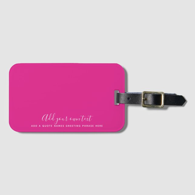 Étiquette À Bagage Créer son propre CERISE PINK Texte personnalisé (Devant Horizontal)
