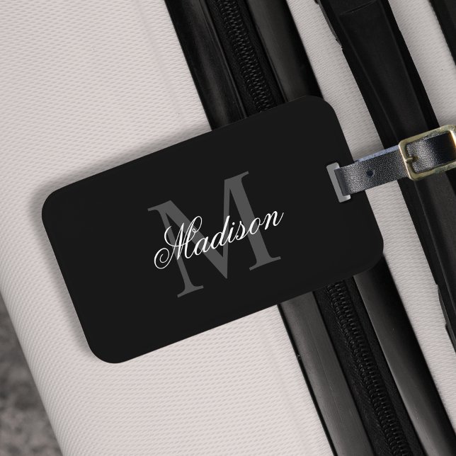 Étiquette À Bagage Créer Votre Nom Personnalisé Monogramme Calligraph (Créateur téléchargé)