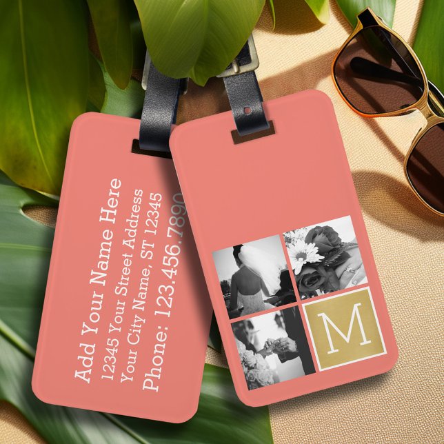 Étiquette À Bagage Créez Votre Propre Collage De Photo De Mariage Mon (Personalized luggage tag - Wedding Photo)