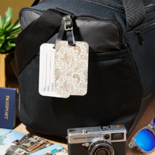 Étiquette À Bagage Crème Marron Boho Bohème