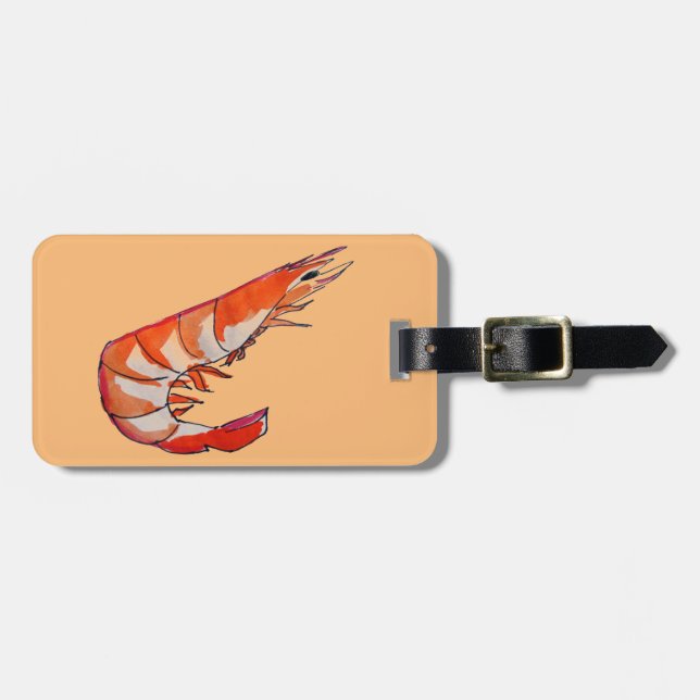 Étiquette À Bagage crevettes crevettes fruits de mer art kitsch (Devant horizontal)