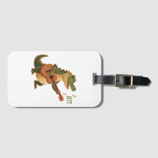 Étiquette À Bagage Crocodile Rockeur avec Guitare – Animal de Dessin