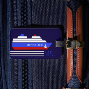 Étiquette À Bagage Croisière bateau de voyage - bleu & rouge personna