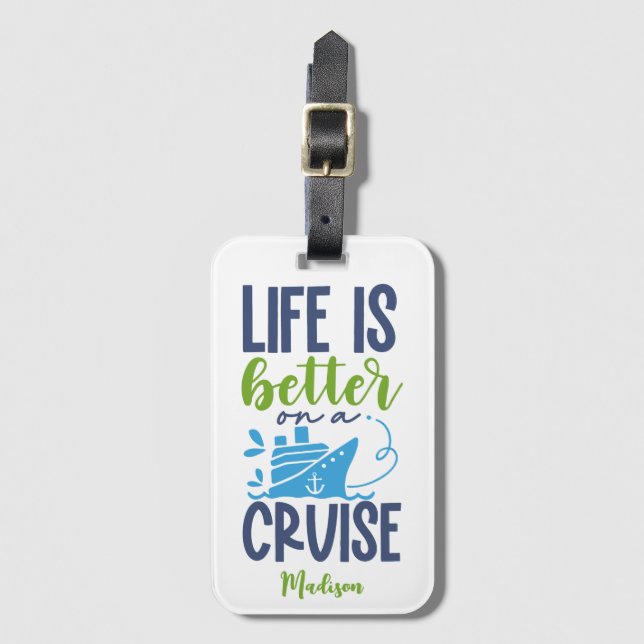 Étiquette À Bagage Croisière de nom personnalisé (Devant Vertical)