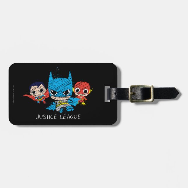 Étiquette À Bagage Croquis de la Mini Justice League (Devant horizontal)