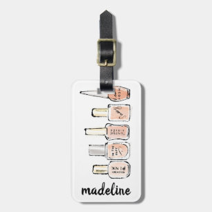 Étiquette À Bagage Croquis rose moderne sauvage de vernis à ongles