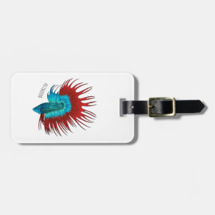 Étiquette À Bagage Crowntail betta fish dessin animé