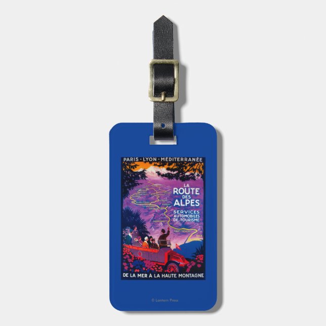 Étiquette À Bagage Cru PosterEurope de DES Alpes d'itinéraire de La (Devant Vertical)