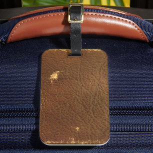 Étiquette À Bagage Cuir Brown Rustique Faux