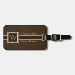 Étiquette À Bagage Cuir classieux de chocolat de monogramme