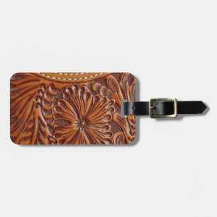 Étiquette À Bagage cuir clouté par motif vintage de pays occidental