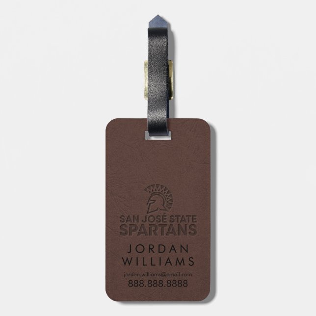 Étiquette À Bagage Cuir de Spartans d'état de San Jose (Dos Vertical)
