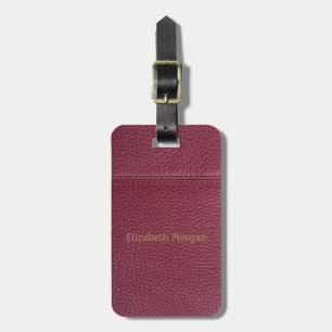 Étiquette À Bagage Cuir rouge élégant