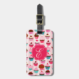 Étiquette À Bagage Cupcakes Rose Moderne Fille