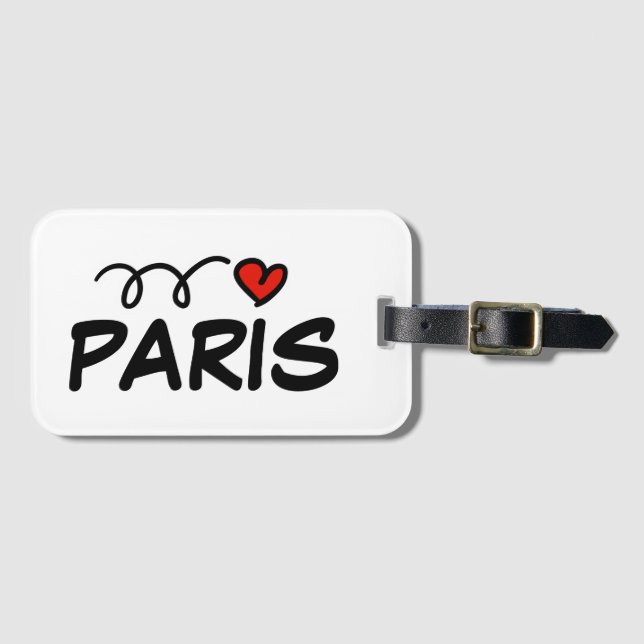 Étiquette À Bagage Custom I LOVE PARIS étiquettes de bagages de voyag (Devant Horizontal)