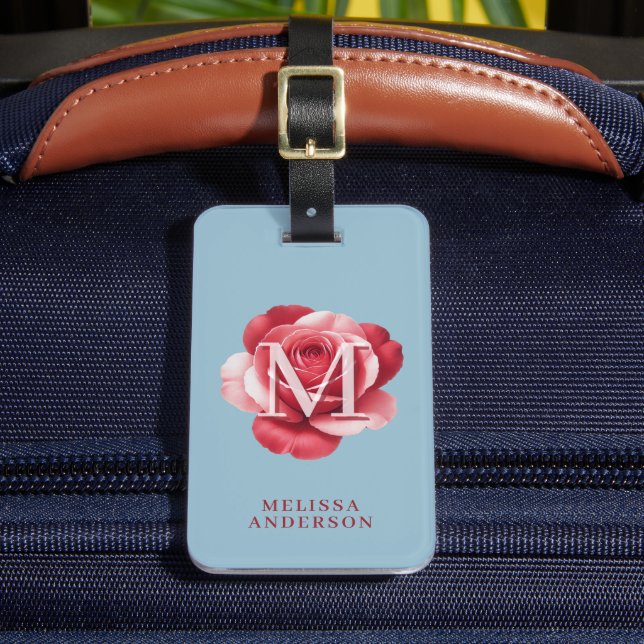 Étiquette À Bagage Custom Initial Rose iPhone Case | Modern Floral  (Insitu Rectoal 2)