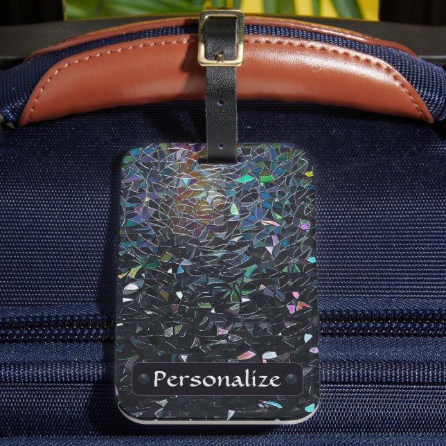 Étiquette À Bagage Custom Iridescent Abstract Stained Glass Pattern (Insitu Rectoal 2)
