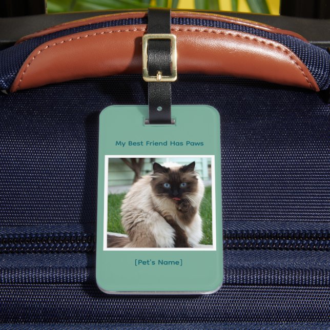 Étiquette À Bagage Custom Pet Photo & Name Double Sided (Insitu Rectoal 2)