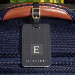Étiquette À Bagage Customisé noir noir Brown À damiers Motif