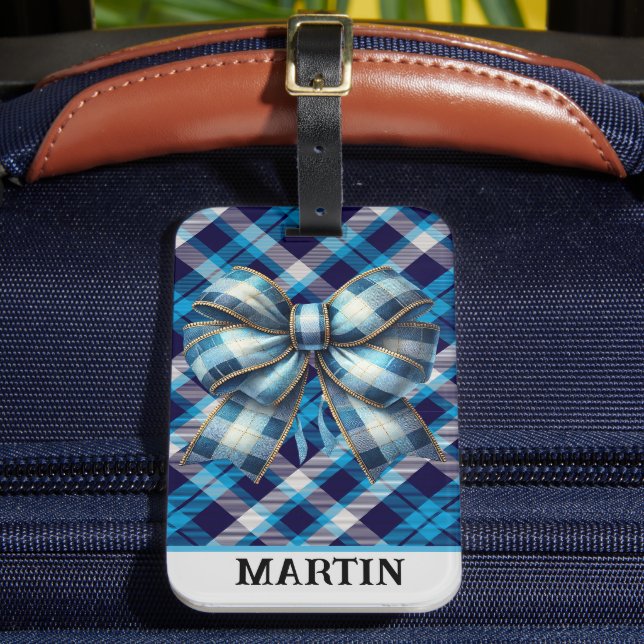 Étiquette À Bagage Customisé Royal Blue Plaid (Insitu Rectoal 2)