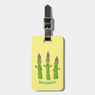 Étiquette À Bagage Cute asperges chantant un trio végétal dessin anim