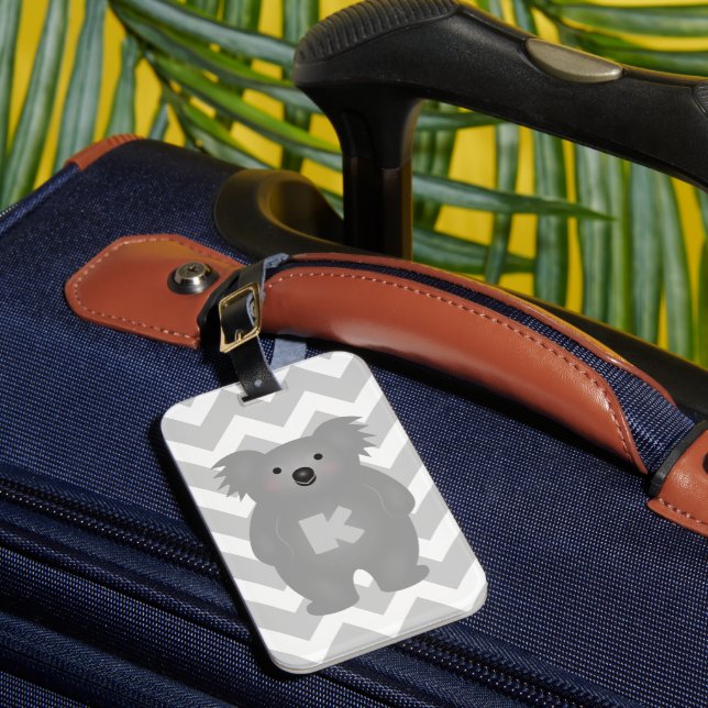 Étiquette À Bagage Cute Australia Baby Koala Oear Monogramme (Insitu Rectoal 1)