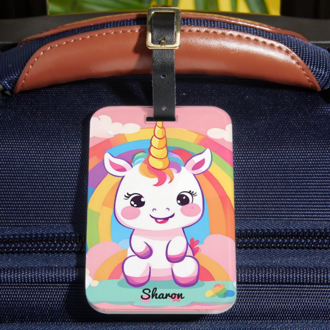 Étiquette À Bagage Cute Baby Unicorn Arc-en-ciel (Insitu Rectoal 2)