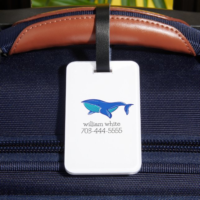 Étiquette À Bagage Cute baleine personnalisée (Verso Insitu 4)