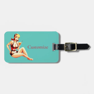 Étiquette À Bagage Cute Blonde Martini Bikini Girl Thunder_Cove