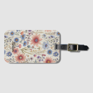 Étiquette À Bagage Cute Boho Floral Botanique Personnaliser le nom