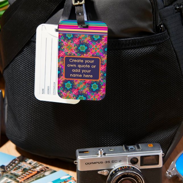 Étiquette À Bagage Cute Boho Nom Personnalisé Bande Florale (Créateur téléchargé)