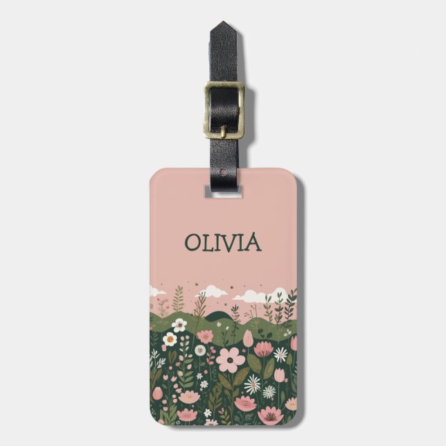 Étiquette À Bagage Cute caricature Fleur sauvage Floral Personnalisé (Devant Vertical)