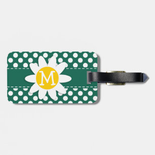 Étiquette À Bagage Cute Daisy; Pois verts bouteille