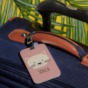 Étiquette À Bagage Cute face de chat Whimsical