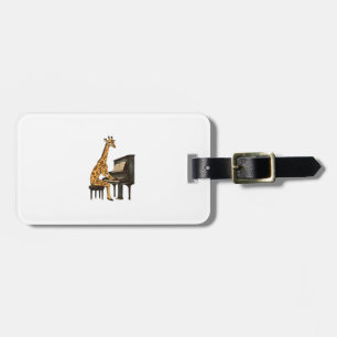 Étiquette À Bagage Cute Giraffe Jouer Piano Giraffes Musicien Musique