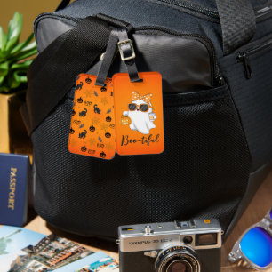 Étiquette À Bagage Cute Halloween Ghost Citrouille épice personnalisé