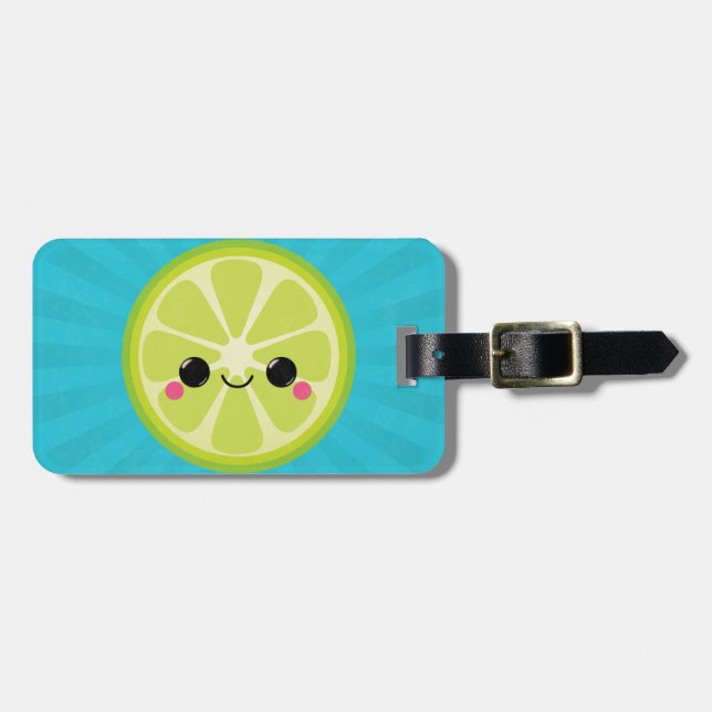 Étiquette À Bagage Cute Kawaii Lime (Devant horizontal)