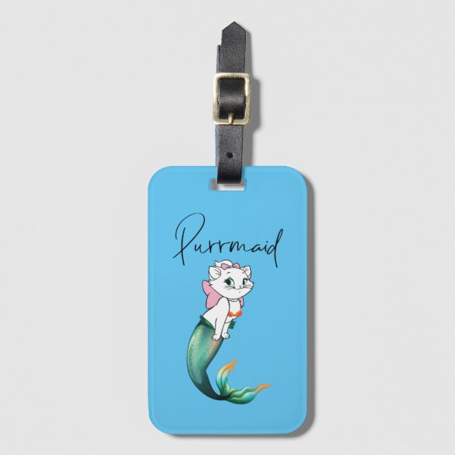 Étiquette À Bagage Cute Kitten Purrmaid - Fun Mermaid Design de chat (Devant Vertical)