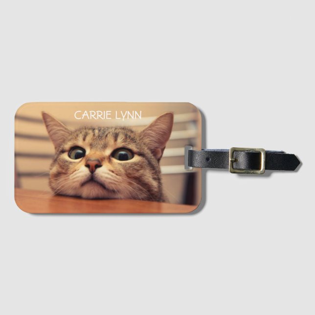 Étiquette À Bagage Cute Kitty Chat Personnalisé (Devant Horizontal)