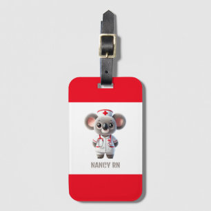 Étiquette À Bagage Cute Koala infirmière de l'ours avec stéthoscope r